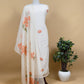 Off White Jamdani Suit With Yellow Daffodil In Linen Chanderi Fabric