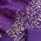 Royal Purple Handwoven Silk Kurta And Kora Silk Dupatta With Dori Embroidery