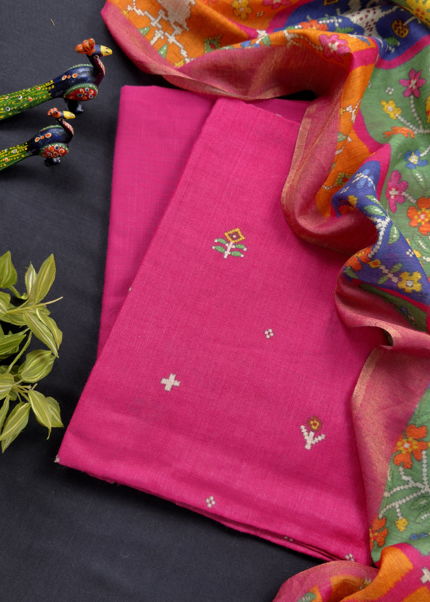 Pink Pure Handloom Tussar Silk Suits Set