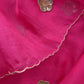 Hot Pink Pure Silk Organza Suit Set With Handcrafted Gold Sequin Work