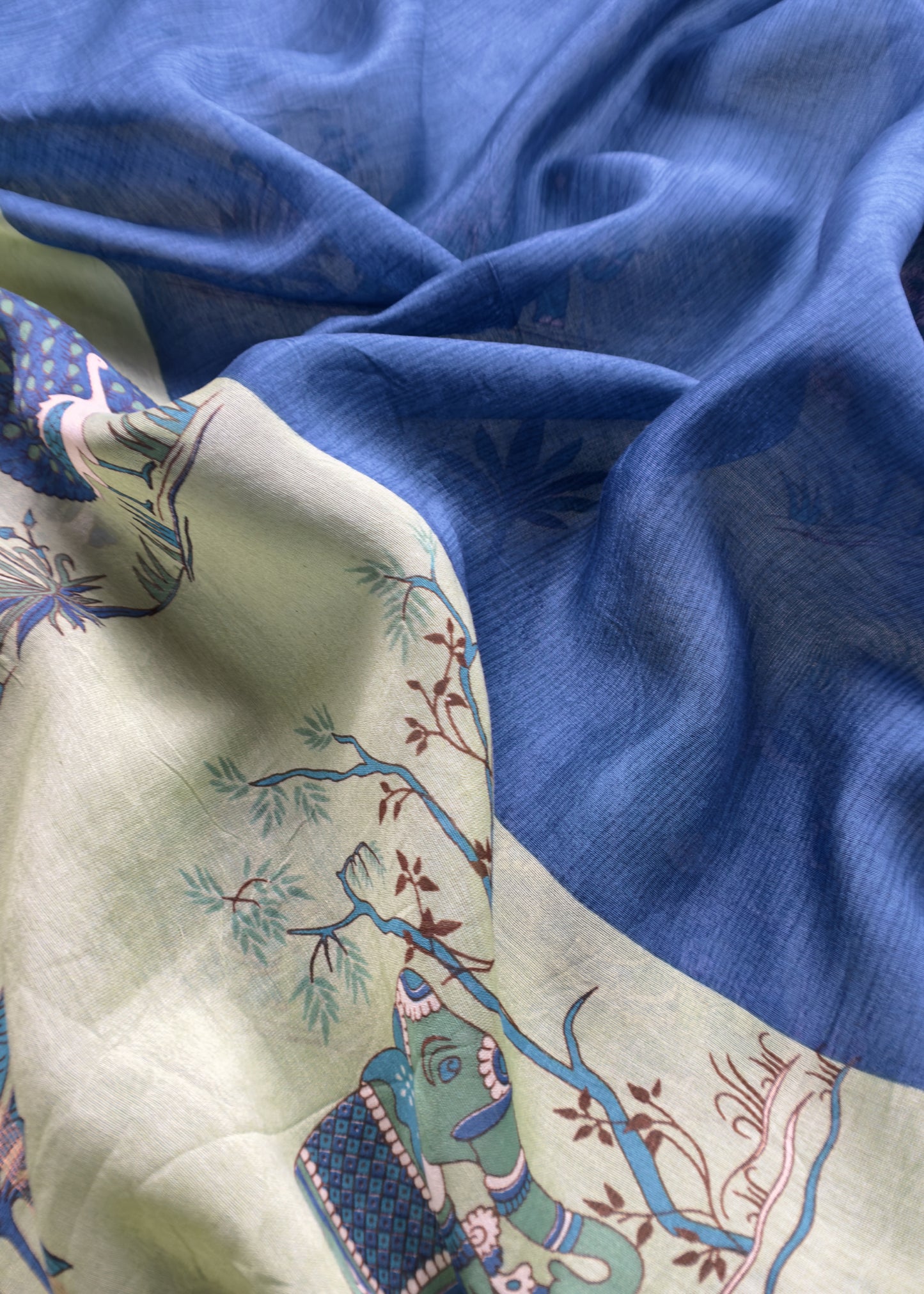 Green With Blue Shikagarh Maheshwari Silk Suit Fabric