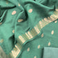 Green Handloom Munga Silk Suit With Zari Weaving