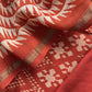 Orange Ikat Print Unstitched Suit In Pure Maheshwari Silk