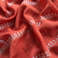 Orange Block Print Unstitched Suit In Pure Maheshwari Silk