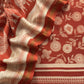 Orange Flower Block Print Unstitched Suit In Pure Maheshwari Silk