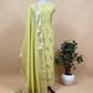 English Light Blue Pure Silk Suit with silver peonies weaving