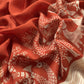 Orange Flower Block Print Unstitched Suit In Pure Maheshwari Silk