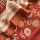 Orange Flower Block Print Unstitched Suit In Pure Maheshwari Silk
