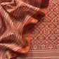 Orange Block Print Handloom Maheshwari Silk Suit Fabric
