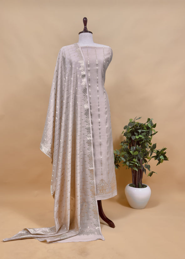 Guldasta 2025 Mauve Pure Silk Suit with gold weaving