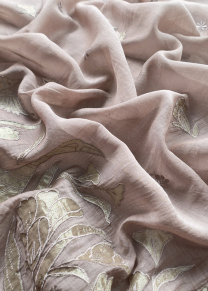 Saddle Brown Presenting Our Pure Mul Cotton Unstitched Dupatta Suit With Tissue Appliqué Work.