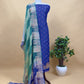Royal Blue and Green Tyohar luxe Mor Pure Kora Silk Kurta with Double Panel Crushed Tissue Dupatta