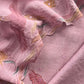 Lavender Pink Pure Mul Chanderi Unstitched Suit With Hand Brushed Embroidery