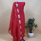 The Red Sikhagarh Handloom Organza Silk Suit With Floral Dupatta And Zari Embroidery