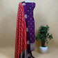 Luxe Royal Purple And Red Handloom Silk Suit With Banarasi Checks And Dabka Dori Handwork
