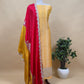 Yellow Red Luxe शादी त्योहार Handloom Brocade Silk Suit Fabric With Dori And Gotapatti Hand Work