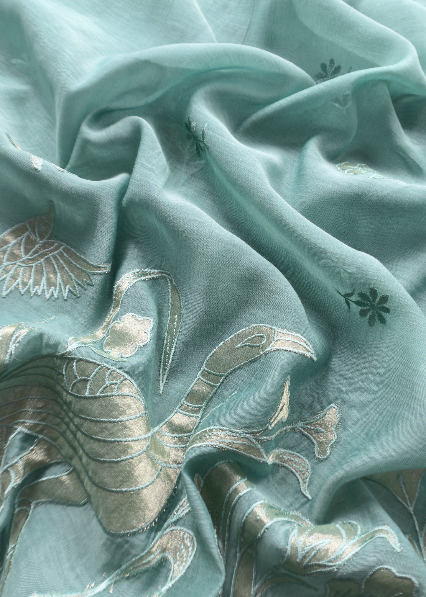 Pine Green Presenting Our Pure Mul Cotton Unstitched Dupatta Suit With Tissue Appliqué Work