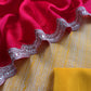 Yellow Red Luxe शादी त्योहार Handloom Brocade Silk Suit Fabric With Dori And Gotapatti Hand Work