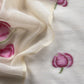 Off White Jamdani Suit With Pink Daffodil In Linen Chanderi Fabric