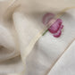 Off White Jamdani Suit With Pink Daffodil In Linen Chanderi Fabric