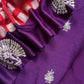 Luxe Royal Purple And Red Handloom Silk Suit With Banarasi Checks And Dabka Dori Handwork