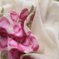 Off White Jamdani Suit With Pink Daffodil In Linen Chanderi Fabric