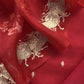The Red Sikhagarh Handloom Organza Silk Suit With Floral Dupatta And Zari Embroidery