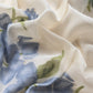 Off White Jamdani Suit With Blue Daffodil In Linen Chanderi Fabric