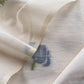 Off White Jamdani Suit With Blue Daffodil In Linen Chanderi Fabric