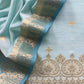 Sky Blue Pure Unstitched Banarasi Silk Suit With Dupatta