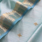 Sky Blue Pure Unstitched Banarasi Silk Suit With Dupatta
