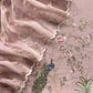 Baby Pink Handloom Mul Suit With Peacock Resham Bharwa Embroidery