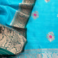 Blue Green Handloom Banarasi Silk Kurta With Kadwa Meenakari Weaving