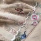 Almond beige Handloom Mul Suit with Peacock Resham Bharwa Embroidery