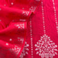 Red Pure Chiniya Silk Suit With Zari Weaving