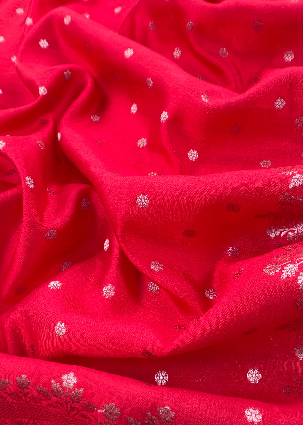 Red Pure Chiniya Silk Suit With Zari Weaving