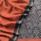 Blue With Orange Maheshwari Silk Suit With Bandhani And Kantha Work