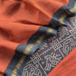 Blue With Orange Maheshwari Silk Suit With Bandhani And Kantha Work