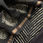 Black Maheshwari Silk Unstitched Suit With Leheriya And Block Print