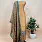 Bottle Green 80gm Chanderi Silk Suit Fabric With Kalamkari Hand Block Printing