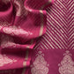 Pink Maheshwari Silk Unstitched Suit With Leheriya And Block Print