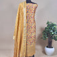 Yellow Zari-Weaved Kani Unstitched Suit In Maheshwari Silk.