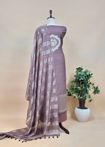 Yellow Pure Banarasi Silk suit with Zari Weaving