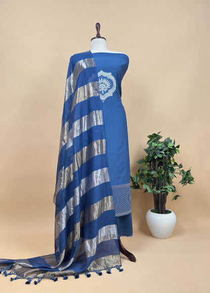 Yellow Pure Banarasi Silk suit with Zari Weaving