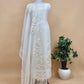White Handwoven Puer Organza Suit With Resham Embroidery Work