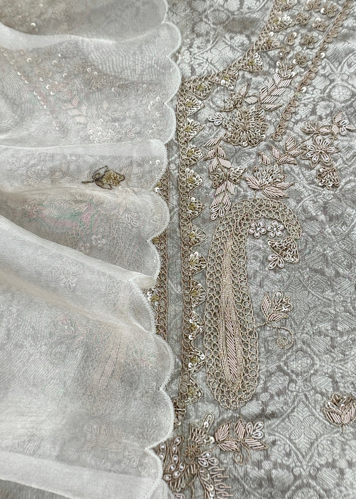 Bridesmaid Edit Brocade Varanasi Tissue Silk Suit Fabric With Handwork