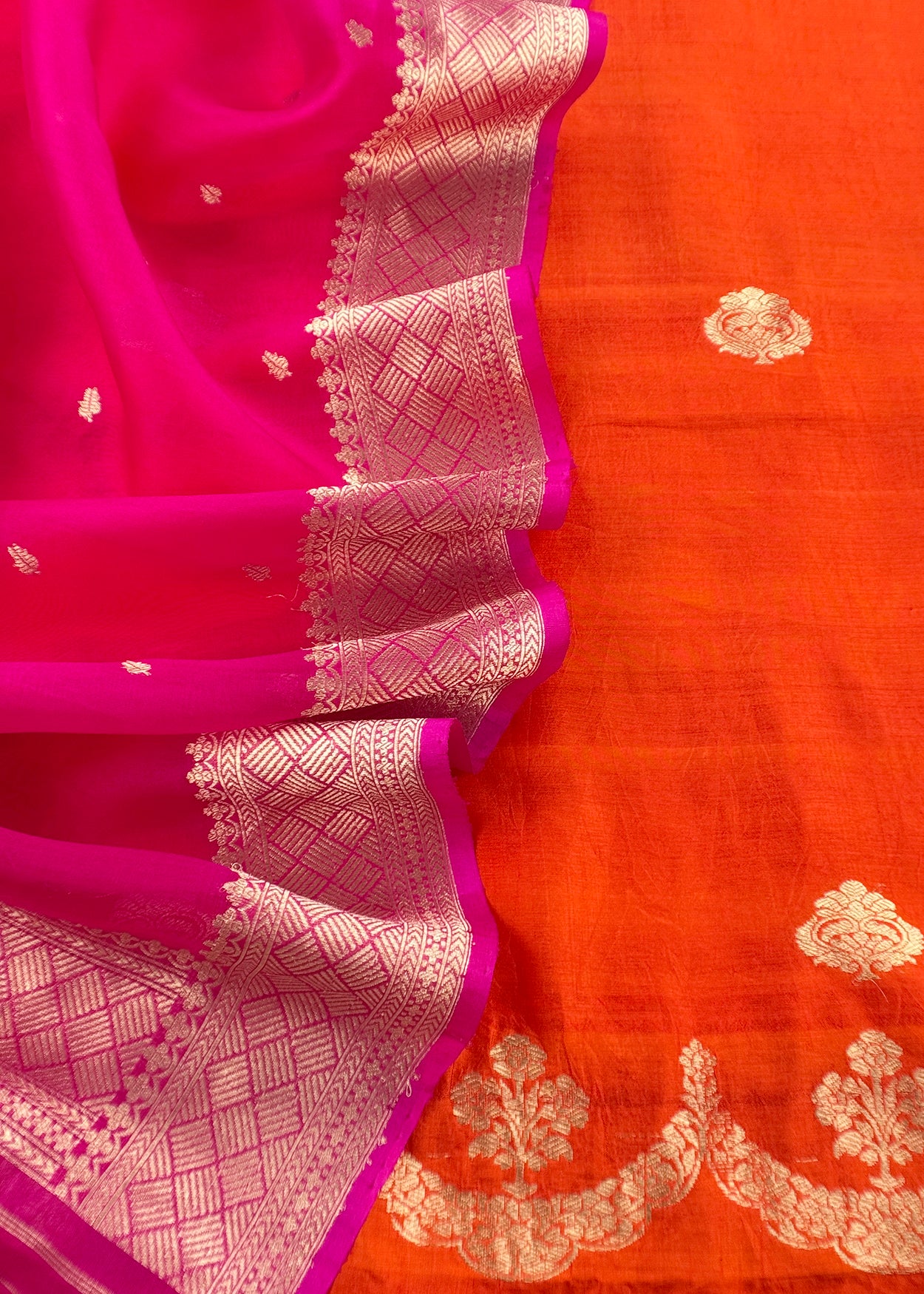 Premium quality silk unstitched suit with kora dupatta

