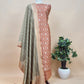 Rust And Taupe Green Pure Varanasi Silk Suit With Zari Weaving