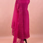 Kalasheel Luxe Pink Handloom Organza Suit With Garden French Embroidery