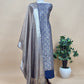Blue Pure Palm Trees Brocade Silk Kurta And Zari Panel Silk upatta